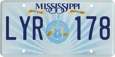 MS license plate LYR178