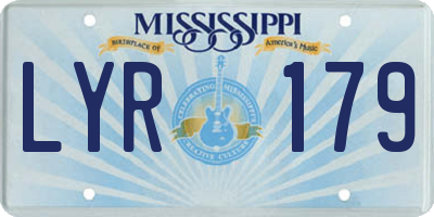 MS license plate LYR179