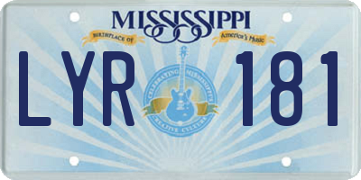 MS license plate LYR181
