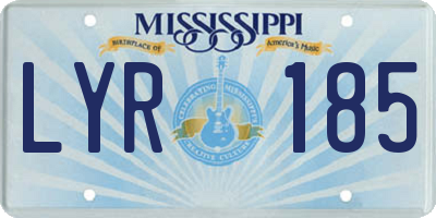 MS license plate LYR185