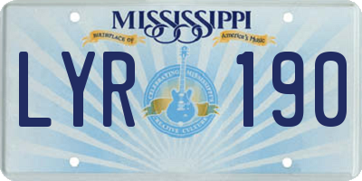 MS license plate LYR190