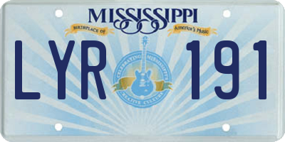 MS license plate LYR191
