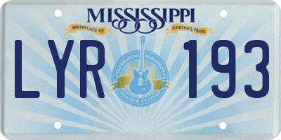 MS license plate LYR193