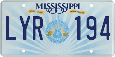 MS license plate LYR194
