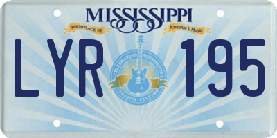 MS license plate LYR195