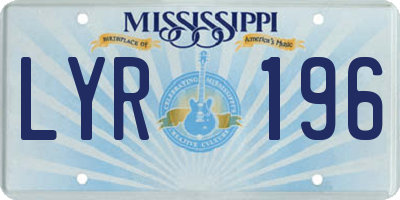 MS license plate LYR196