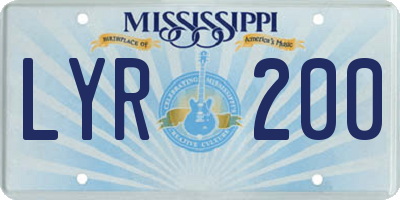 MS license plate LYR200