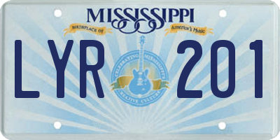 MS license plate LYR201