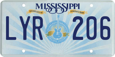 MS license plate LYR206
