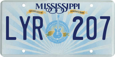MS license plate LYR207