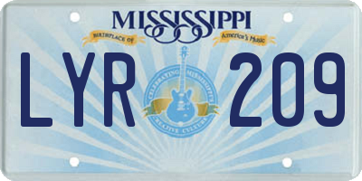 MS license plate LYR209