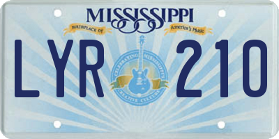 MS license plate LYR210