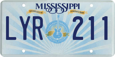 MS license plate LYR211