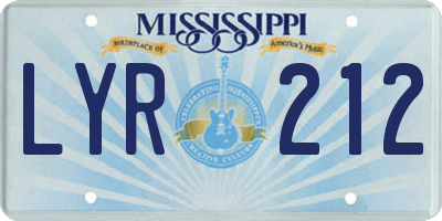 MS license plate LYR212
