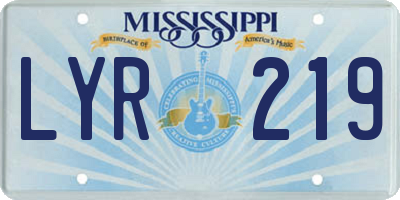MS license plate LYR219