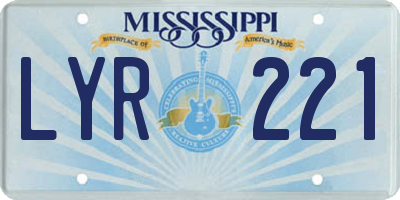 MS license plate LYR221