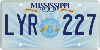 MS license plate LYR227