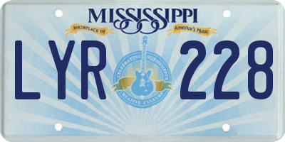 MS license plate LYR228
