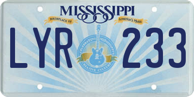 MS license plate LYR233