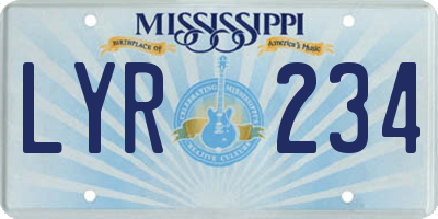 MS license plate LYR234