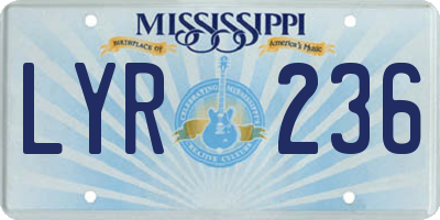 MS license plate LYR236