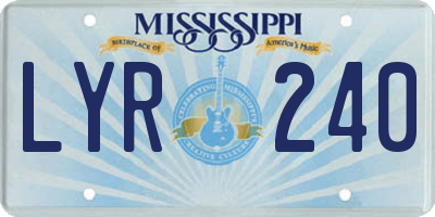 MS license plate LYR240
