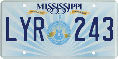 MS license plate LYR243