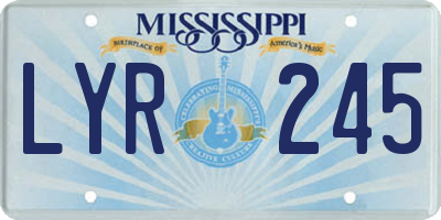 MS license plate LYR245
