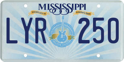 MS license plate LYR250