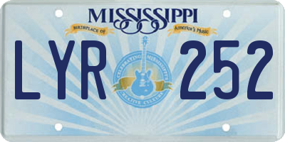 MS license plate LYR252
