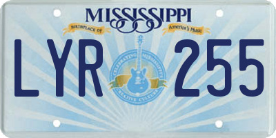 MS license plate LYR255