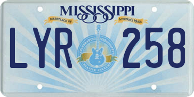 MS license plate LYR258