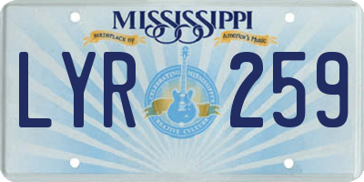 MS license plate LYR259