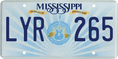 MS license plate LYR265