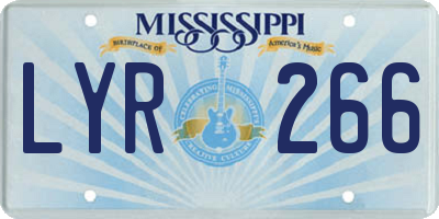 MS license plate LYR266