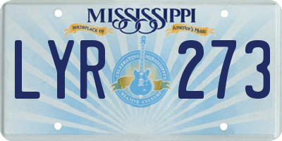 MS license plate LYR273