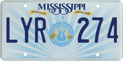 MS license plate LYR274