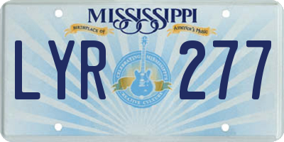 MS license plate LYR277