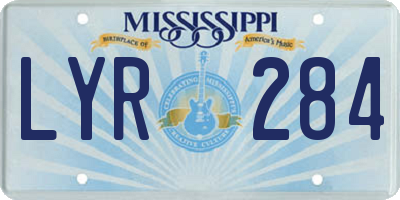 MS license plate LYR284