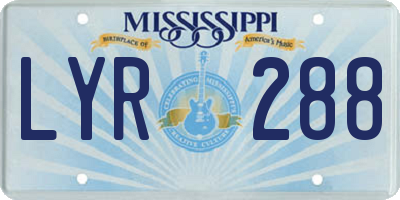 MS license plate LYR288