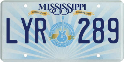 MS license plate LYR289
