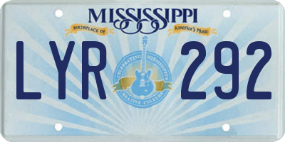 MS license plate LYR292