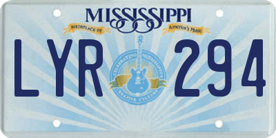 MS license plate LYR294