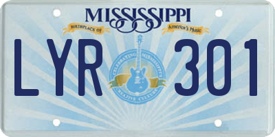 MS license plate LYR301