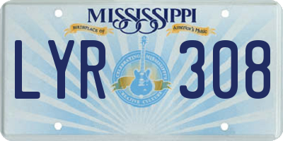 MS license plate LYR308