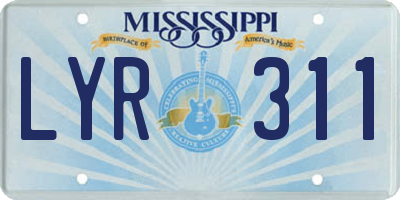 MS license plate LYR311