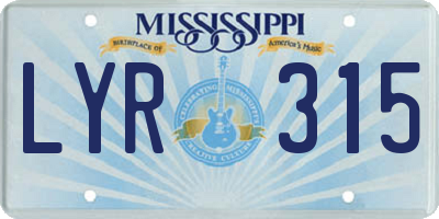 MS license plate LYR315