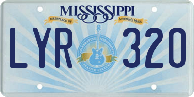MS license plate LYR320