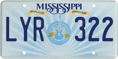 MS license plate LYR322