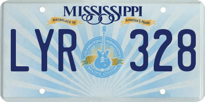 MS license plate LYR328